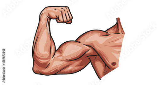 Arm muscle flex pose vector with label