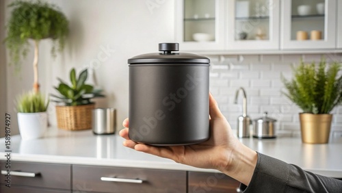 A man in his home kitchen holds a bottle of water, ready to cook a meal on the stove