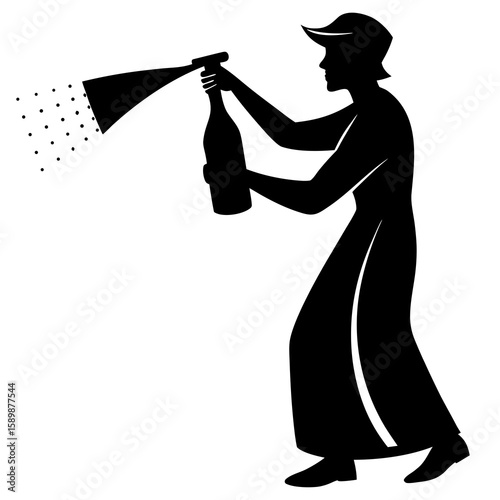 Person spraying cleaning liquid silhouette