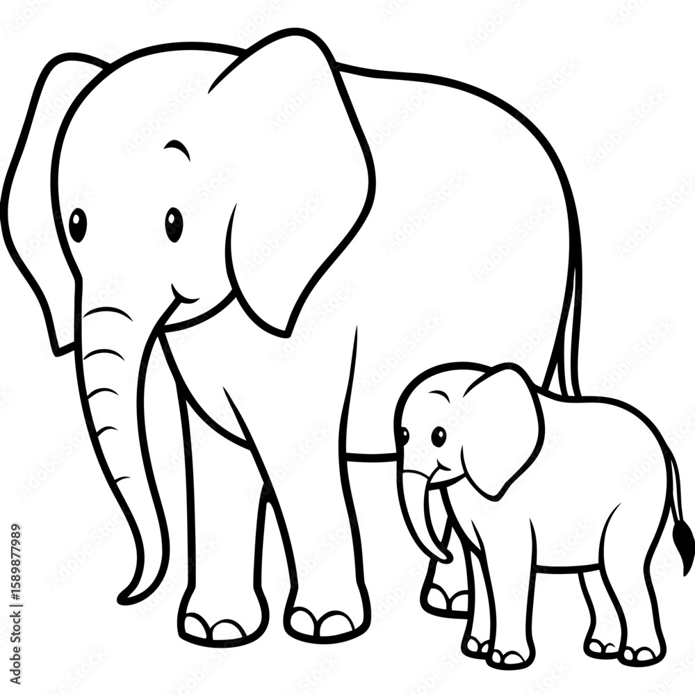 Obraz premium bbye elephant with her mom