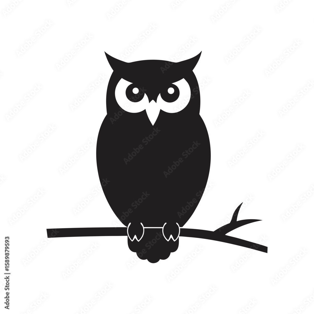 Fototapeta premium owl perched on a branch vector art