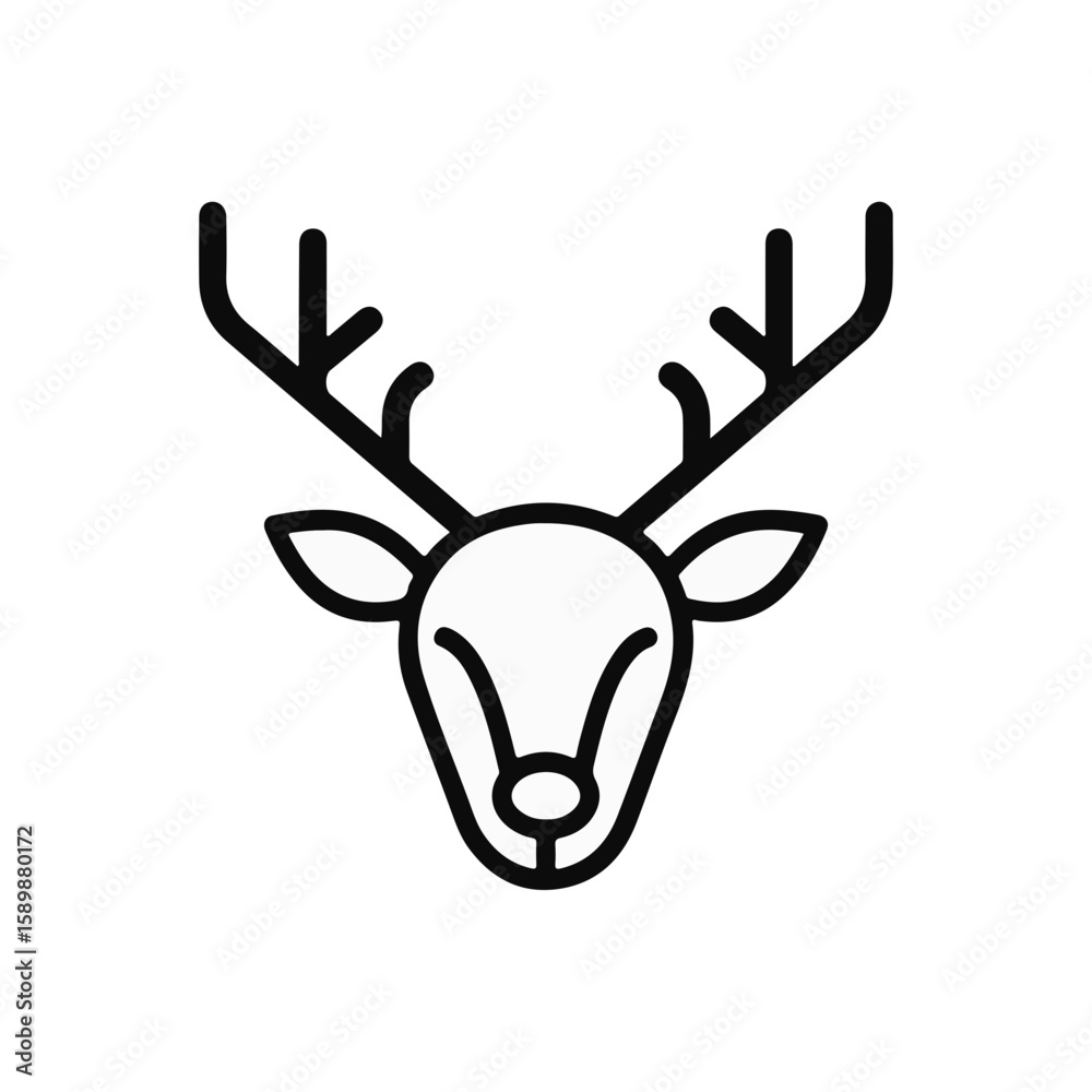 Minimalist outline illustration of a deer head with antlers. Minimalist outline illustration of a deer head with antlers.