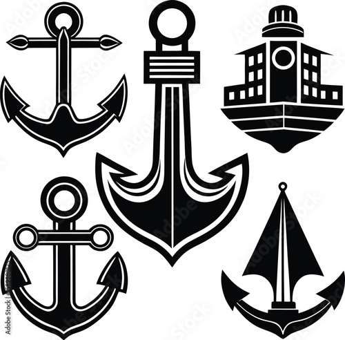 Nautical anchor with rope, a heavy metal marine symbol of sailing and ship design, maritimeheritage, anchorage, seascape