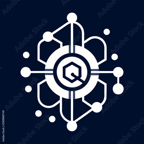 Minimalist Qubit Silhouette Quantum Technology Icon