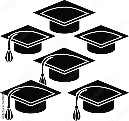 A black graduation cap vector with a diploma, symbolizing academic success and student achievement in education, educationhat, educationcap