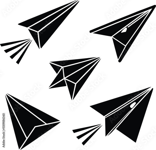 Origami paper bird plane vector icon symbol design illustration set, element, graphic design, flight, air, toy