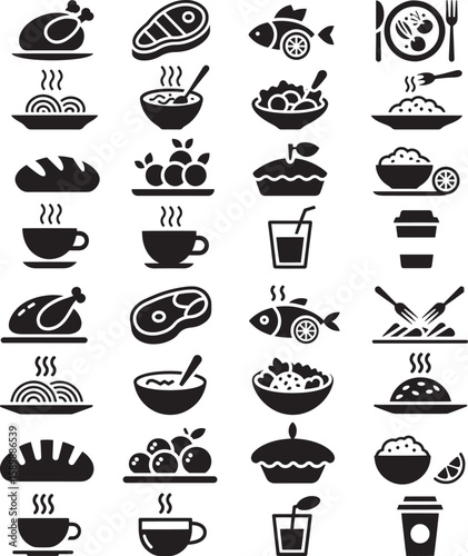 Assorted Food And Drink Icons meal serving