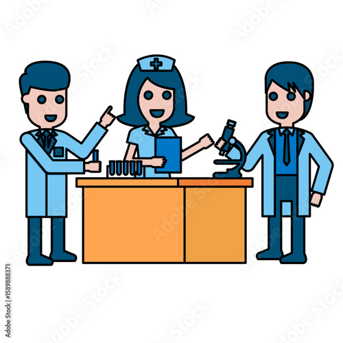 Illustration of Nurse getting lab results from Medical Technologist