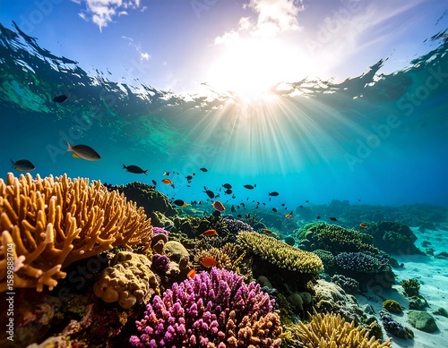 Fototapeta Naklejka Na Ścianę i Meble -  Vibrant coral reef scene underwater