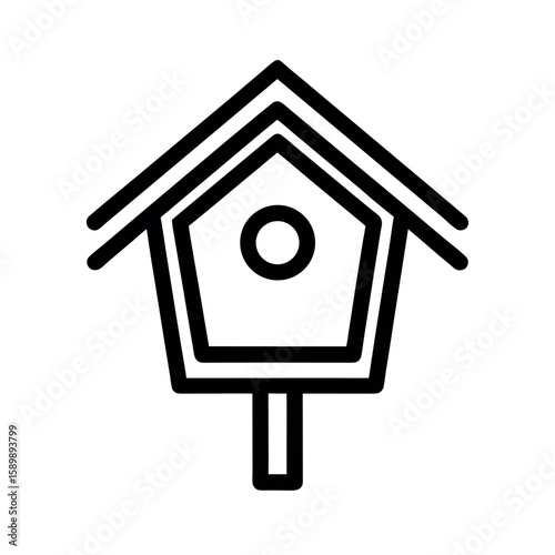 Birdhouse Minimal Outline Icon Vector Illustration