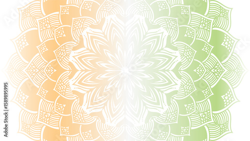 Round mandala on colorfull gradient background. Translucent mesh pattern in the form of a mandala. Mandala with floral patterns. Pastel Yoga template. Gradient background with round mandala.Vishal