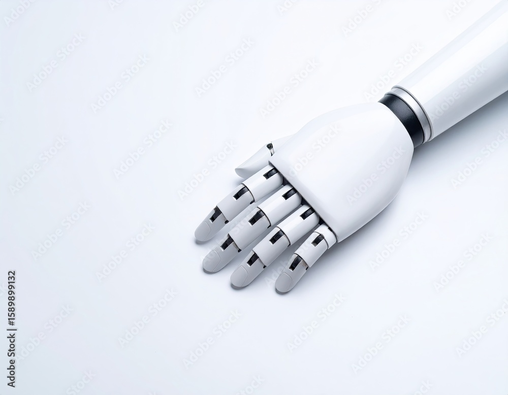 Naklejka premium White robotic arm on white background