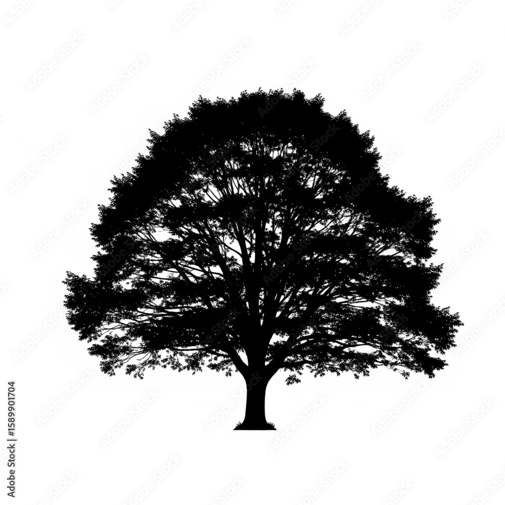 Fototapeta premium Silhouette of a full tree with dense leafy crown