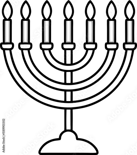  Hanukkah Menorah Candle Line Art Illustration