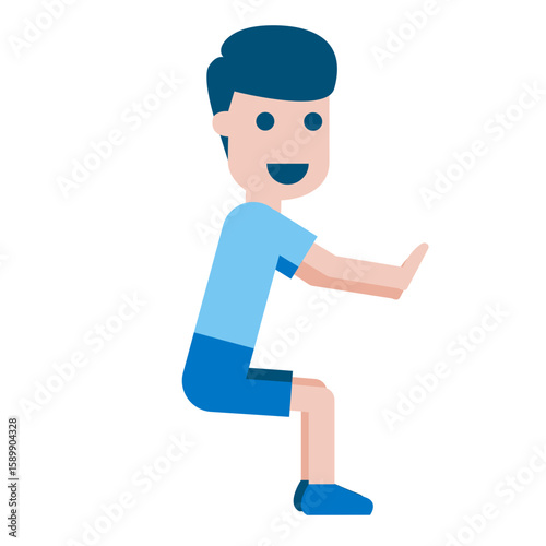 Illustration of Man Doing Squat Pose