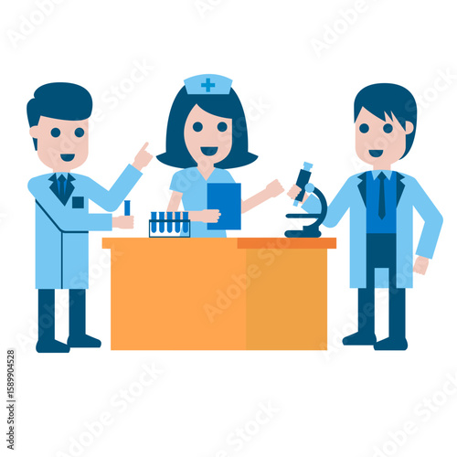 Illustration of Nurse getting lab results from Medical Technologist