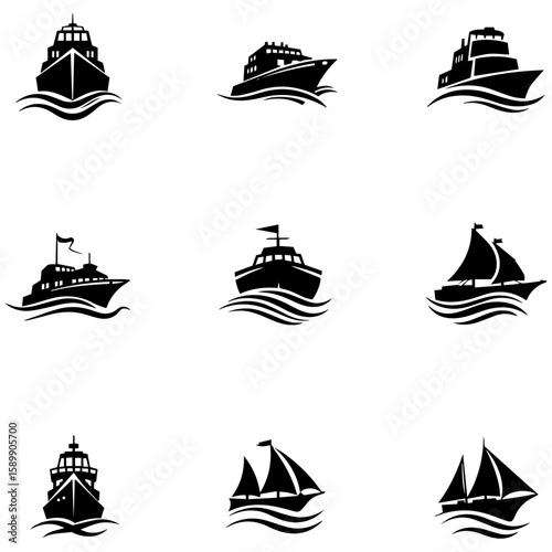Archive of vintage vessel graphics, including galleons and schooners, for educational or historical materials