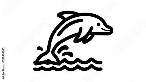 Playful Dolphin Jumping Through Ocean Waves Fun Aquatic Mammal Activity, Graceful Marine Life Recreation