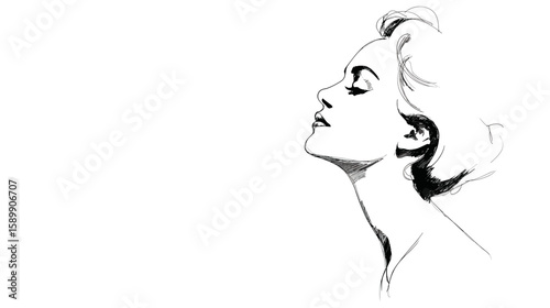 Elegant woman profile with hair styled up in a graceful pose