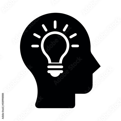 Open Head with Light Idea Icon Vector Illustration
