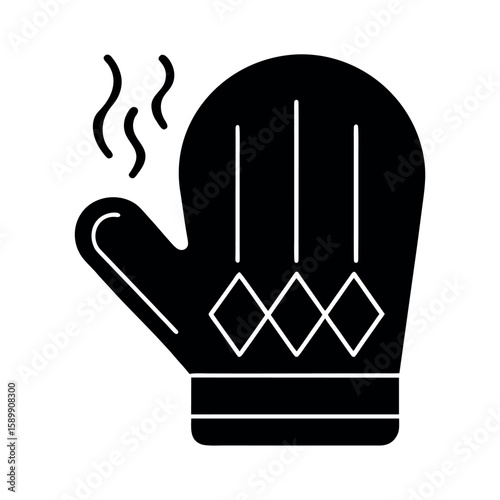 Oven Mitt with Heat Lines Icon Vector Illustration