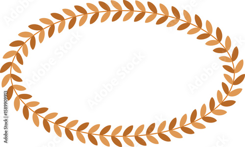 Elegant brown laurel wreath in oval shape, ideal for certificates, awards, invitations, or classic design frames. Hand-drawn vector foliage element. Perfect for vintage, minimal, or rustic themes.