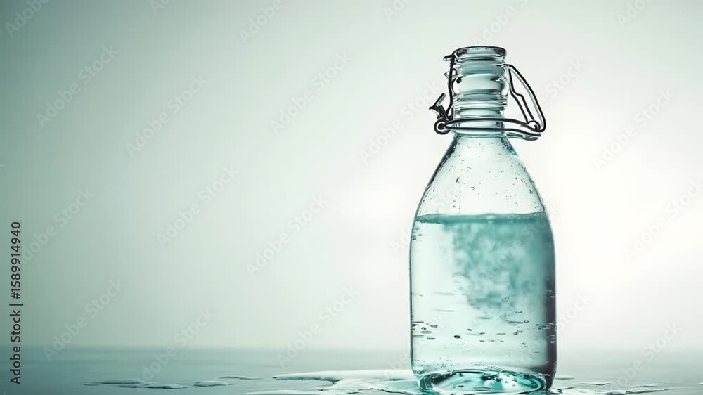 Water pouring into a glass bottle Water pouring into a glass bottle