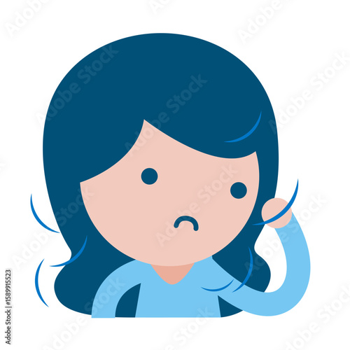 Illustration of a Girl Have Hair Falling