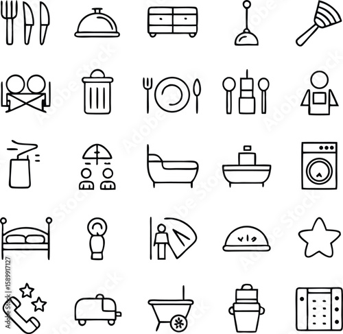 Various household and service icons fork knife