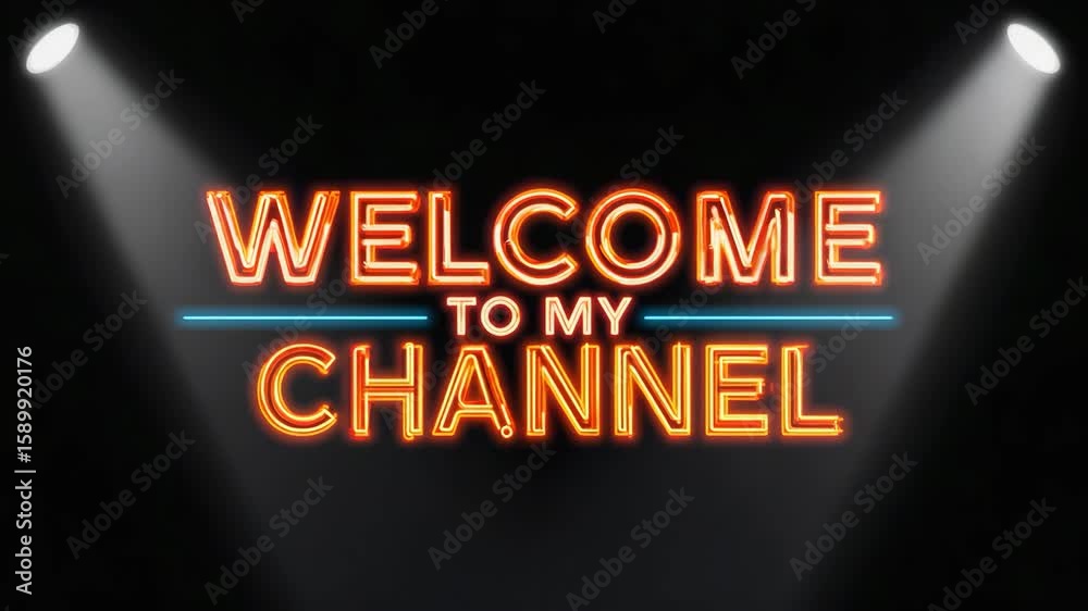 welcome to my channel text typology neon lights fog video animation