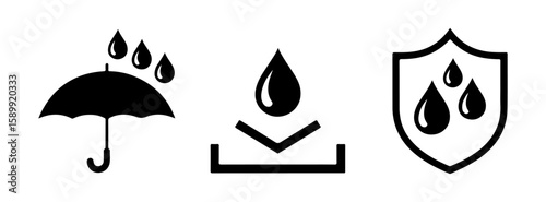 waterproof and water resistant icon set vector

