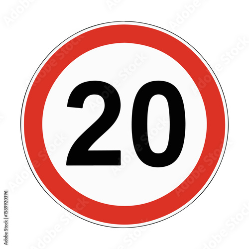 20 mph speed limit sign, printable traffic symbol

