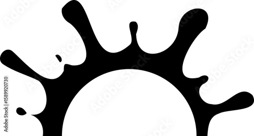 Blobby ink splash in a semicircle shape with central hollow.