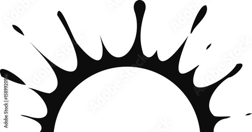 Dirty ink blob with central hollow semicircle design.
