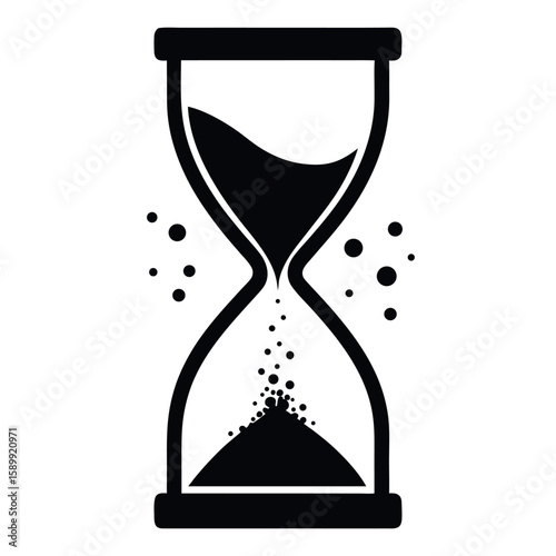 Minimalist hourglass with falling sand. Vector line art icon symbolizing time, deadlines, countdowns, patience, or productivity. Clean and modern design for digital use.