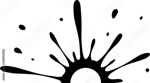 Fine ink splatter with hollow semicircle at the center.