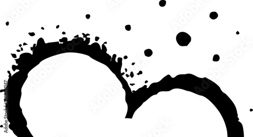 Grainy heart-shaped ink stain with a central hollow semicircle.