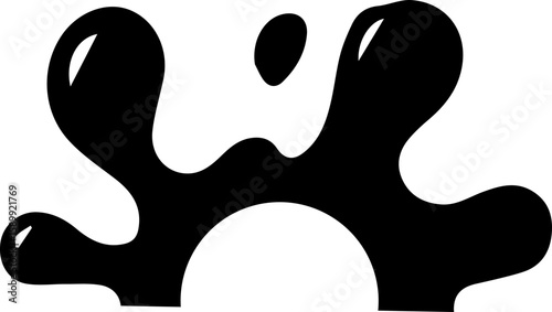 Minimal ink shape design with a central hollow semicircle.