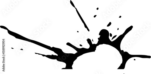 Radial streak ink design with a central hollow semicircle.