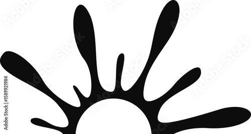 Radiating ink lines design with a central hollow semicircle.