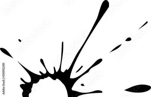 Small ink spatter design with a central hollow semicircle.