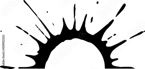 Ink splash design with a pulsing effect and central hollow semicircle.