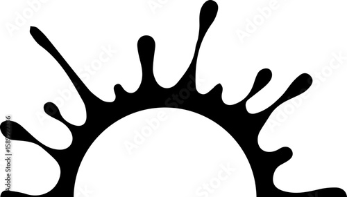 Circular burst splatter design with a central hollow semicircle.