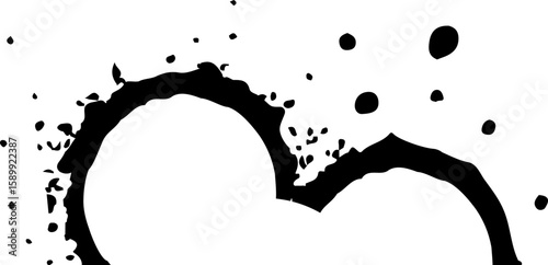 Staggered ink circle design with a central hollow semicircle.