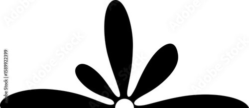 Star-shaped petal form with ink design and a central hollow semicircle.