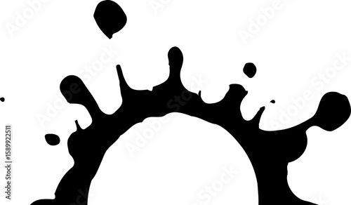 Vertical ink streak design with a central hollow semicircle.