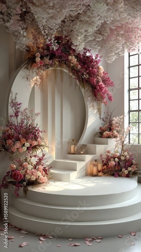 Elegant Floral Backdrop With Cherry Blossoms for an Outdoor Celebration in Sp...