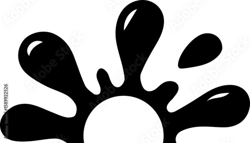 Tiny splash petal design with a central hollow semicircle.
