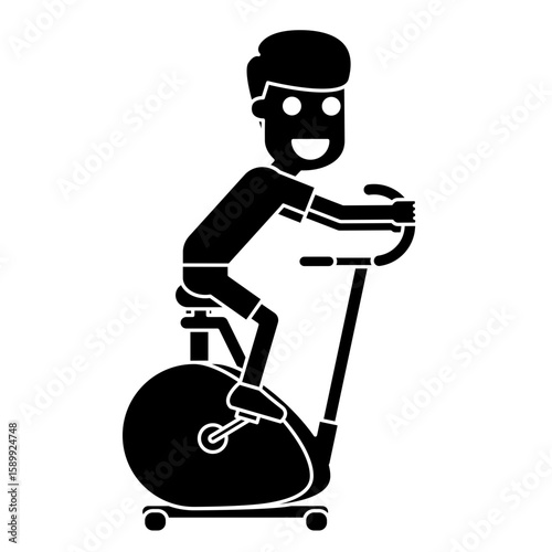 Illustration of Man on Staionary Bike