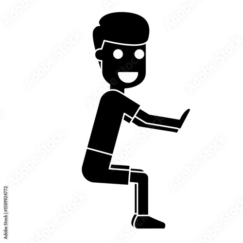 Illustration of Man Doing Squat Pose
